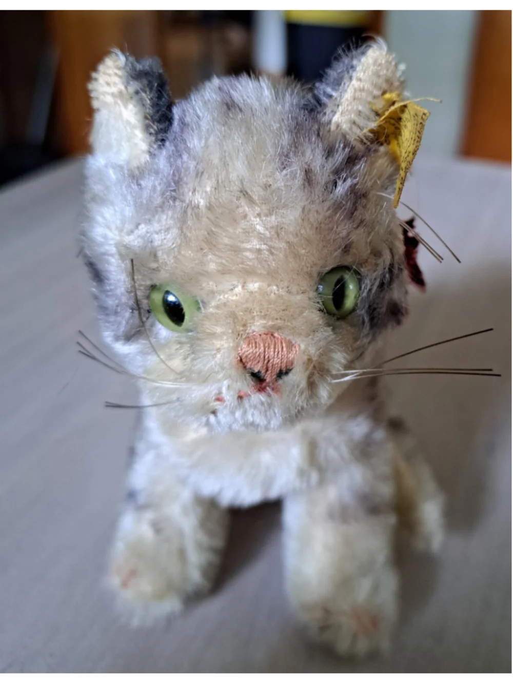 Vintage Steiff Mohair Sitting TABBY CAT Small size